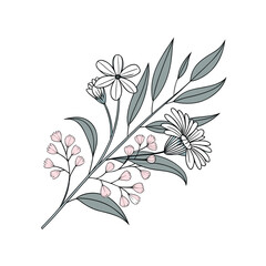 Abstract floral vector background with flowers and decorative leaves pattern