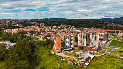 Fototapeta premium Fotografía aérea tomada en el sector de San Antonio de Pereira en Rionegro, Antioquia, 