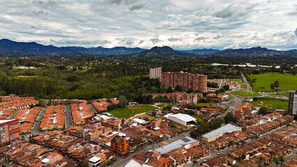 Fotografía aérea tomada  en el sector de San Antonio de Pereira en Rionegro, Antioquia,	