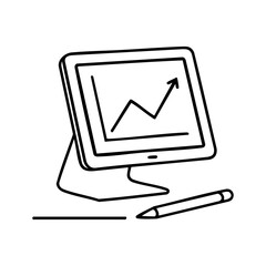 Business growth graph on computer screen