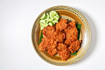 fried fish paste balls,Thai fish cake on white background