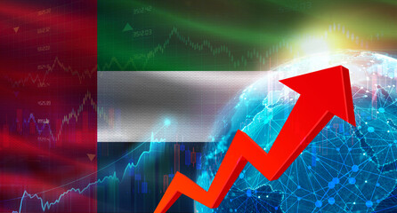 Global financial growth with United Arab Emirates flag. Financial growth with United Arab Emirates flag on economic background
