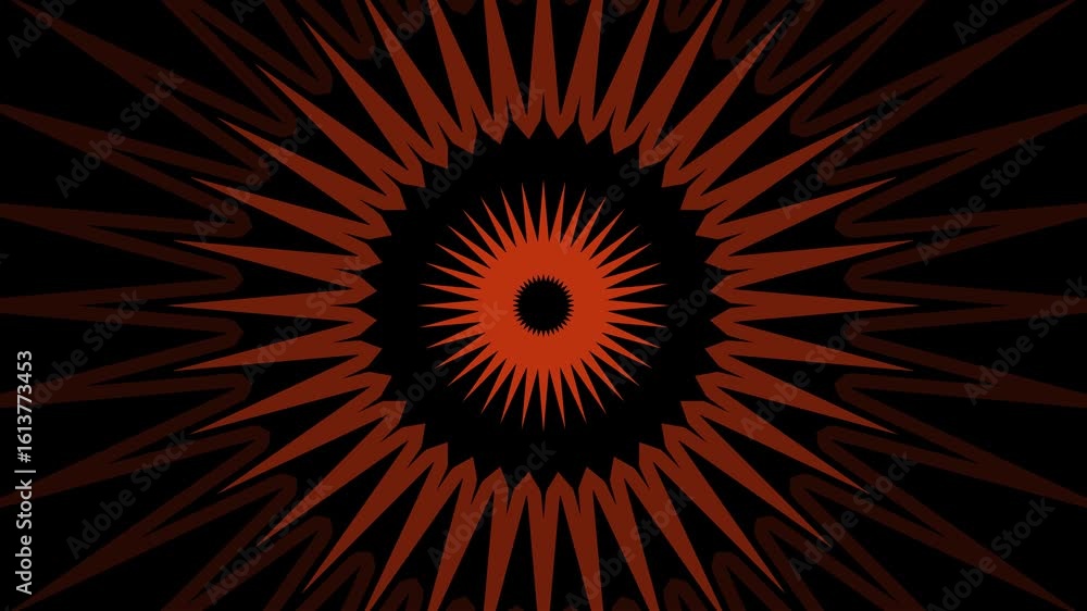 Poster hypnotic red kaleidoscope: dynamic abstract pattern animation for visual effects
