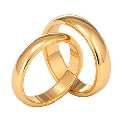 Golden wedding rings isolated on transparent background