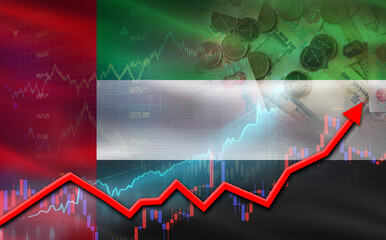United Arab Emirates economic growth on financial graph. United Arab Emirates financial growth on market graph