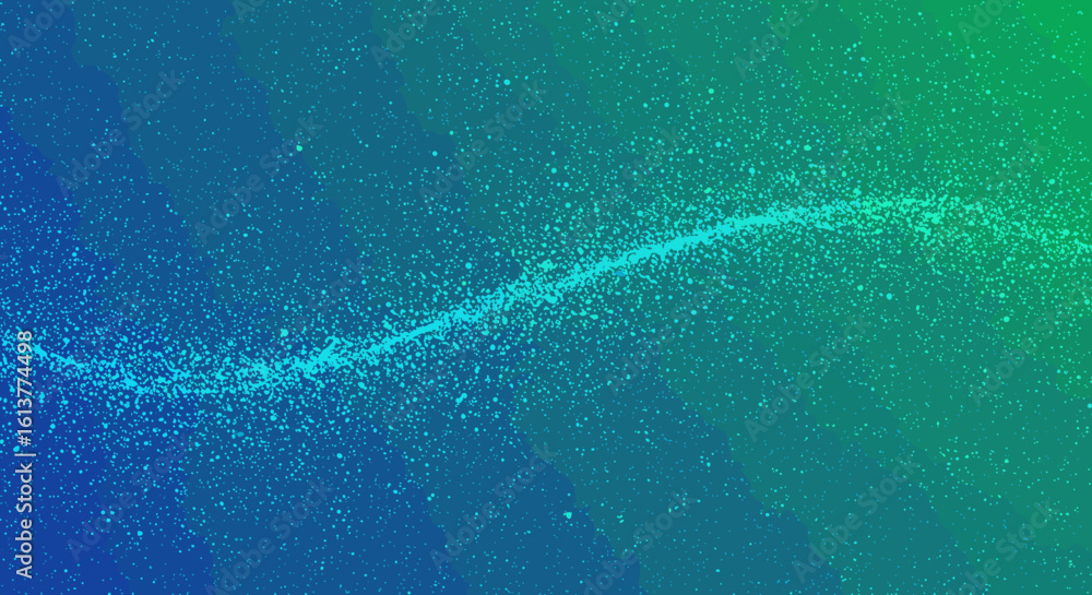 Poster abstract gradient background with flowing blue and green particles