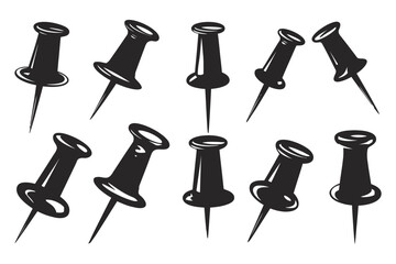 Push pin silhouette vector art


