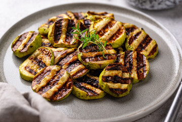 Grilled zucchini with garlic sauce