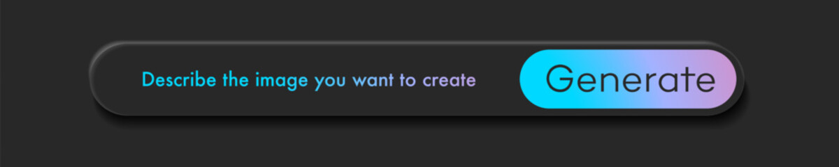 Generate Ai bar user interface 3d style black color. Artificial intelligence button trendy neumorphic for ui ux element, app, website vector 10 eps