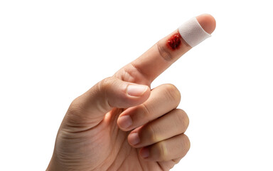 Bandaged Finger With Blood isolated on a transparent background wound injury