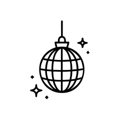 Minimal line art disco ball hanging with sparkles mirror sphere