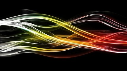 Colorful Digital Art Flow, Vibrant Wave Patterns with Ethereal Lighting on a Dark, Enigmatic Background.