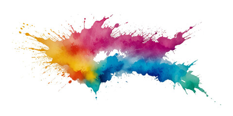 Vector abstract colorful rainbow holi paint and colorful cloud smoke powder explosion isolated on transparent wide panorama background.	