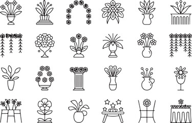 Obraz premium Set of Flower and Plant Icons in Silhouette Style A Collection of Floral Designs for Decoration Gardening and Botanical Themes silhouette