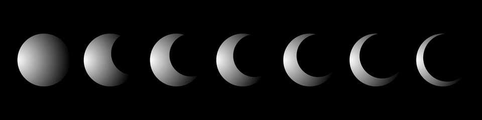 Vector Moon Phases isolated on white. Moon shapes for design.