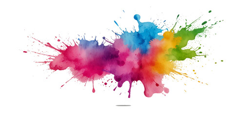 Vector abstract colorful rainbow holi paint and colorful cloud smoke powder explosion isolated on transparent wide panorama background.	