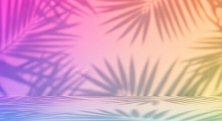 Softly lit studio with tropical palm leaf shadows and gradient background