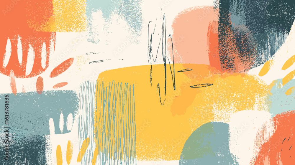 Poster abstract colorful background with bold shapes and textures