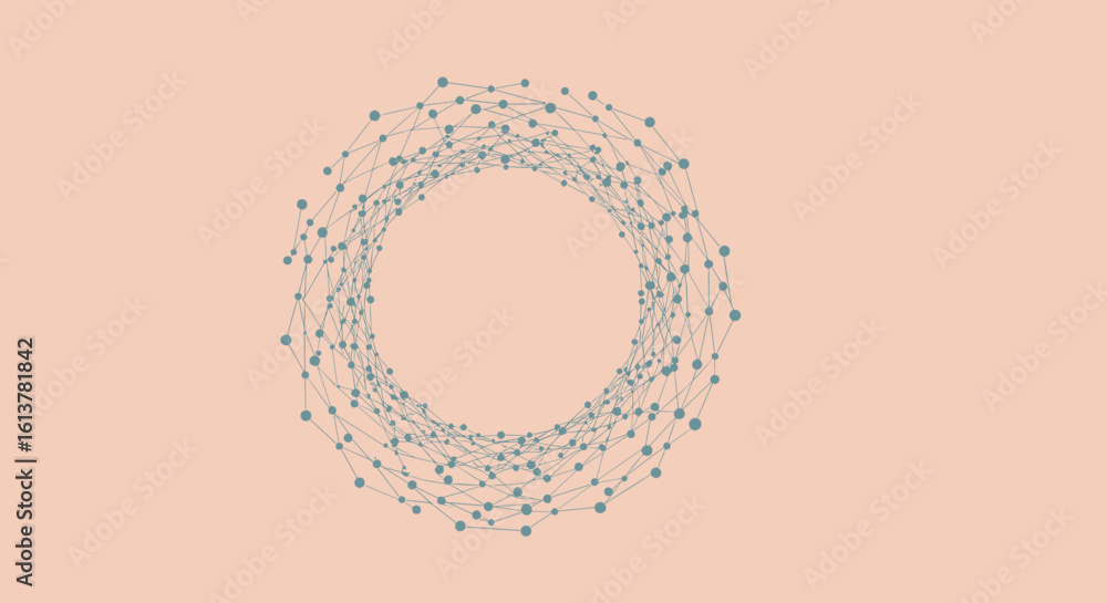 Poster circular pattern with dots on soft peach background