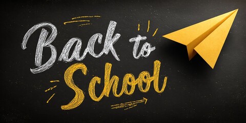 A cheerful and artistic Back to School message with a paper airplane illustration