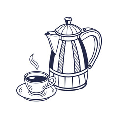 The teapot and cup icon. Adobe Illustrator Artwork