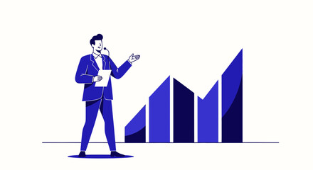 Fototapeta premium A sleek vector illustration of a business professional presenting a financial growth chart
