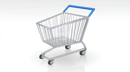 Shopping cart mock up with blue handle, designed for retail environments, showcasing modern design and functionality, ideal for e-commerce and marketing materials