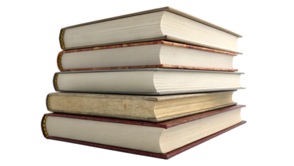 Stack of books 3D rendering isolated on white background PNG. AI GENERATED.