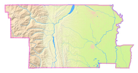Obraz premium Map of the County Glenn (California, US) showing the isolated County with relief representation. No Lables.