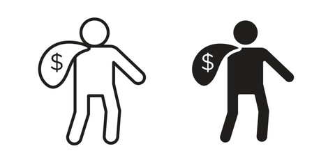 Robbery icon vector editable. black vectors set