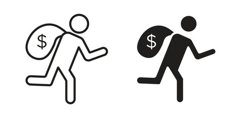 Robbery icon vector editable. black vectors set