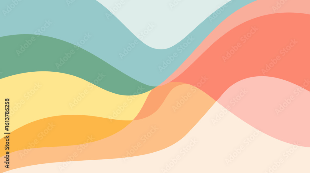 Poster abstract colorful waves pattern in soft hues for background design