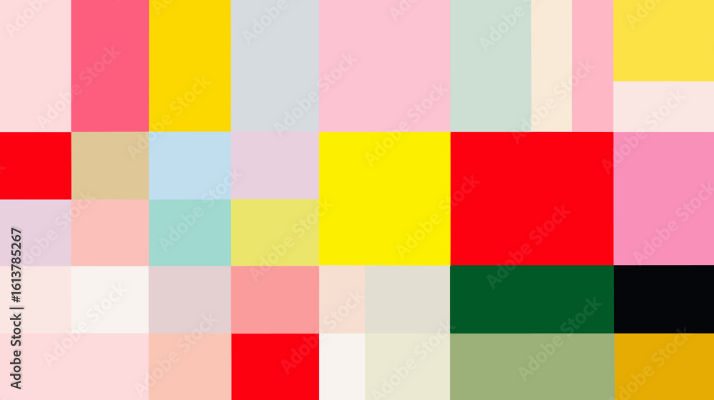 Poster abstract geometric pattern with colorful squares in various shades
