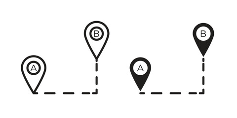 Path A to B icon vector editable. black vectors set