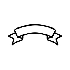 Simple outline a curved ribbon banner with pointed ends graphic