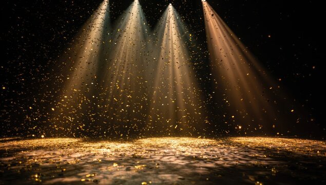Sparkling golden stage lights