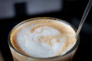Fresh Latte with Creamy Froth – Aromatic Espresso Beverage Closeup