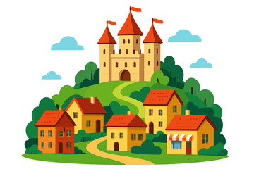 Retro tourism poster featuring a German landscape with the headline Freital in Sachsen