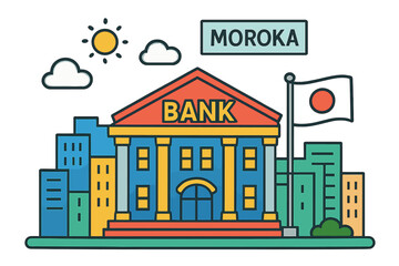Obraz premium Vector illustration of Circle Icon Bank of Iwate Nakanohashi