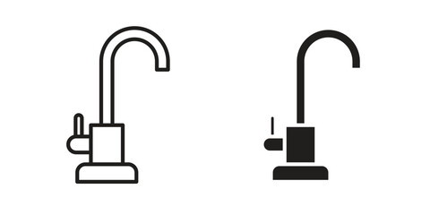 Kitchen tap icon vector editable. black vectors set