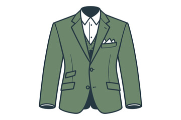 Single-breasted blazer vector with detailed fashion pocket design

