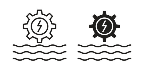 Hydraulic energy icon vector editable. black vectors set