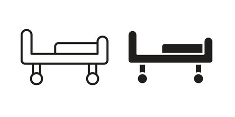 Hospital bed icon vector editable. black vectors set