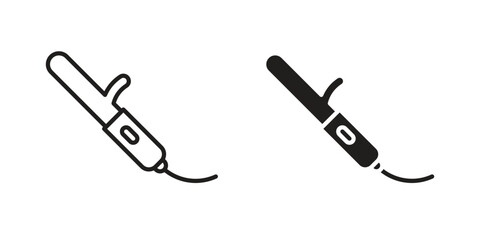 Hair curler icon vector editable. black vectors set