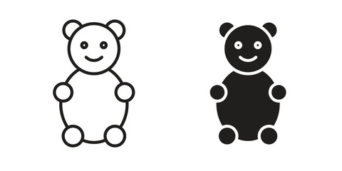 Gummy bear icon vector editable. black vectors set
