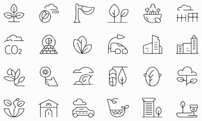 Plant growth and environmental icons leaf sprout