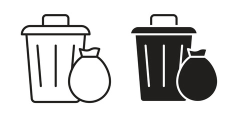 Garbage icon vector editable. black vectors set