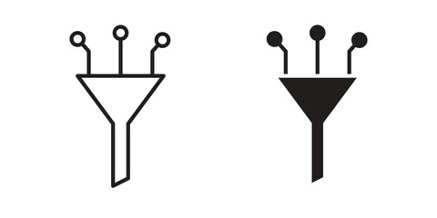 Funneling data icon vector editable. black vectors set