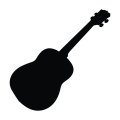musical instrument acoustic guitar black vector illustration