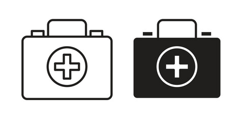 First aid kit icon vector editable. black vectors set